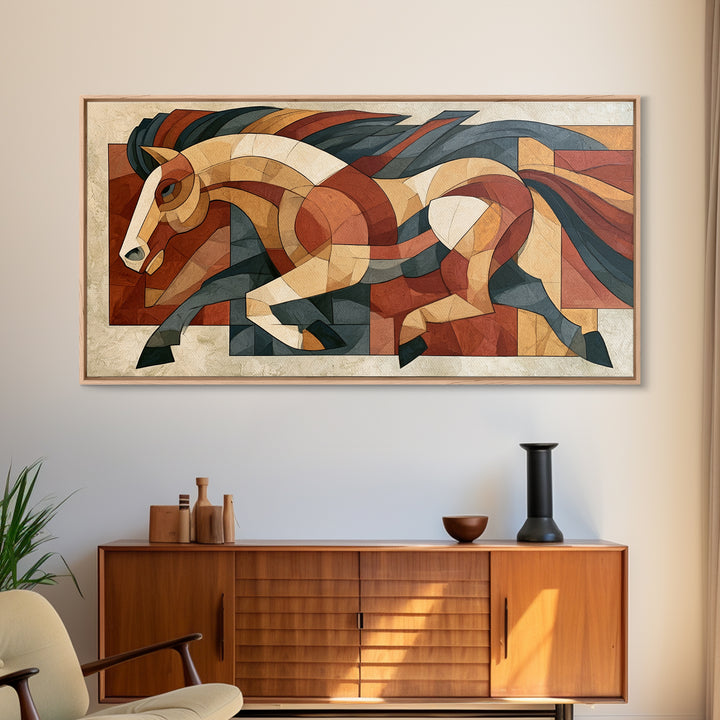 Expressionist Horse in Motion with Wild Mane Canvas Print, Expressionist Art, Painting, Living Room Decor, Fine Art, Expression, EXP-2x1-78