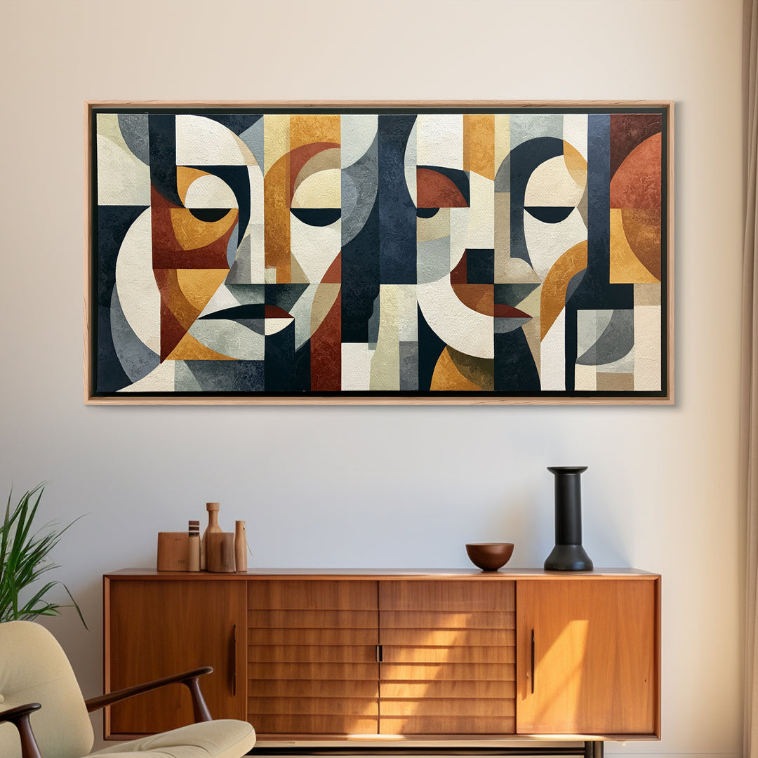 Abstract Face Split by Contrasting Emotions Canvas Print, Expressionist Art, Downloadable Prints, Living Room Decor, Expression, EXP-2x1-79