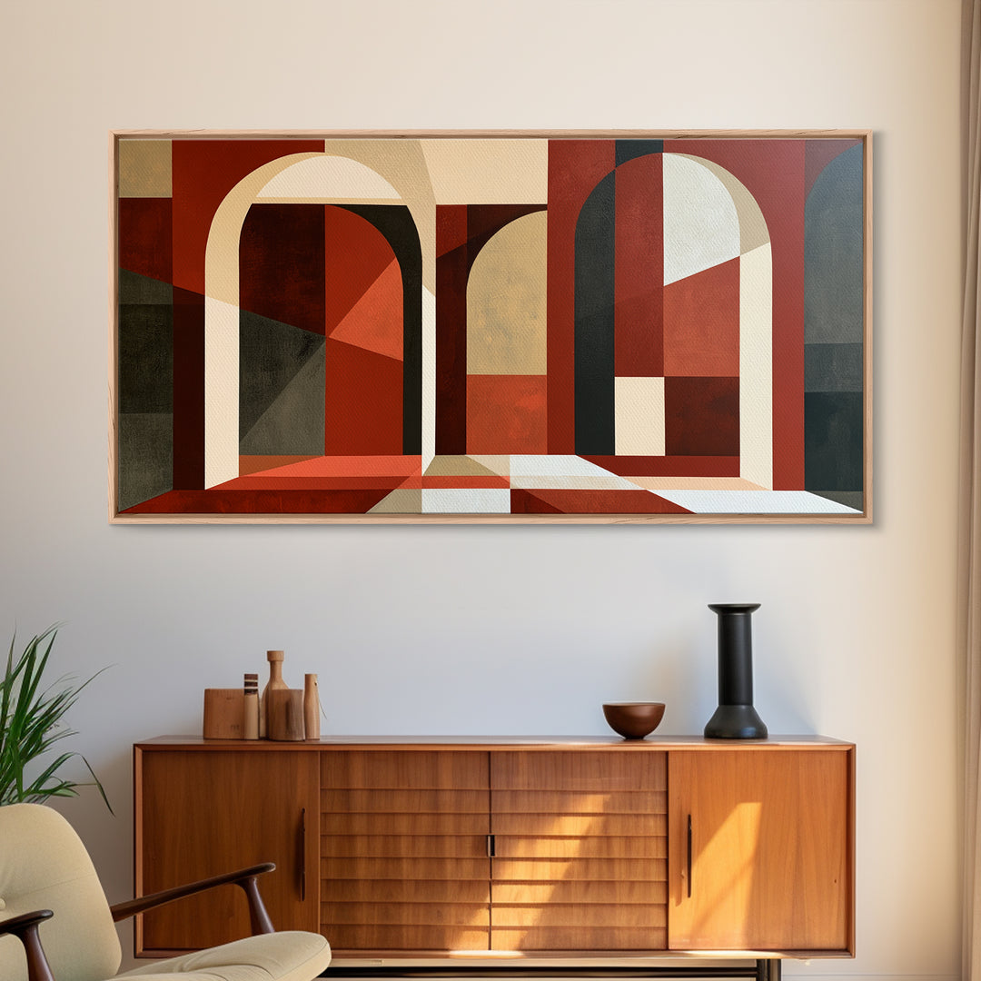 Red Room Interior Abstraction Without Realistic Furniture Canvas Print, Expressionist Art, Modern Art, Living Room Decor, EXP-2x1-87