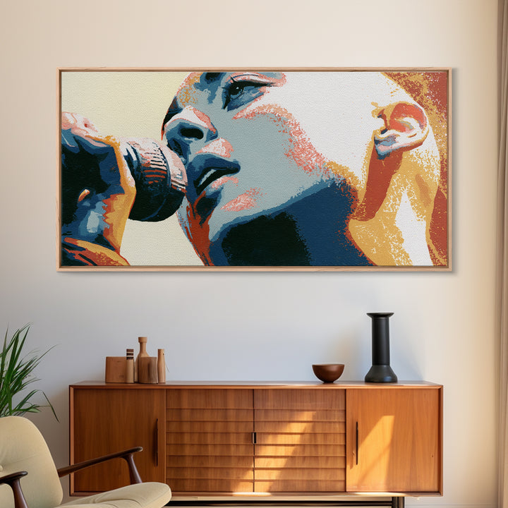 Portrait of a Singer Framed Canvas Print, Expressionist Art, Canvas Art, Living Room Decor, Expression, Moody Wall Art, EXP-2x1-88