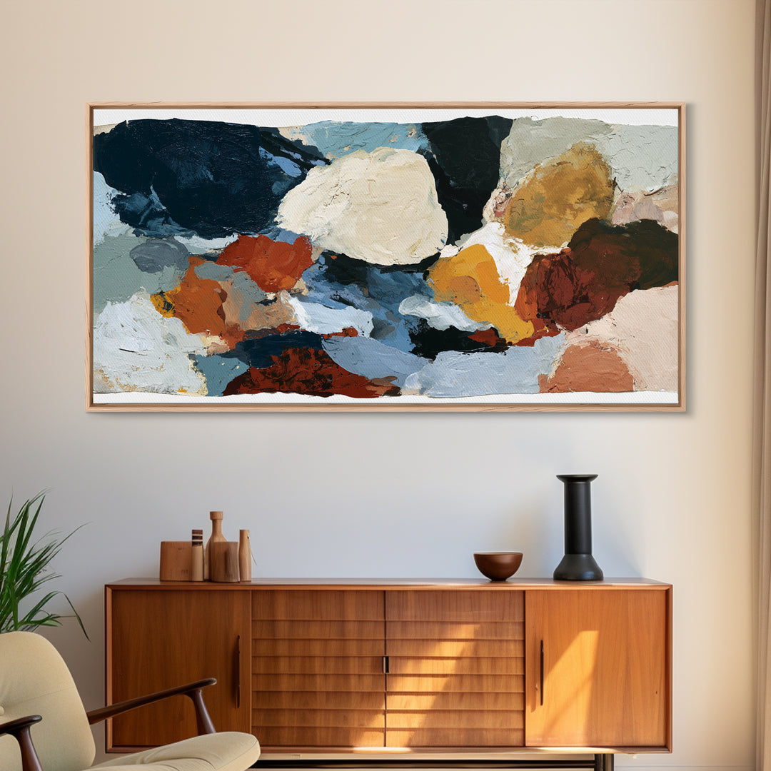 Stormy Landscape Painted Framed Canvas Print, Expressionist Art, Neutral Decor, Living Room Decor, Oil Painting, Expression, EXP-2x1-95