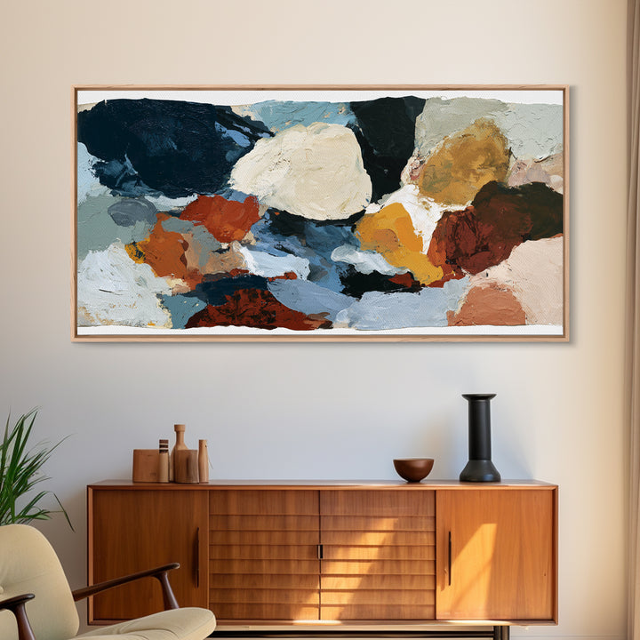 Stormy Landscape Painted Framed Canvas Print, Expressionist Art, Neutral Decor, Living Room Decor, Oil Painting, Expression, EXP-2x1-95