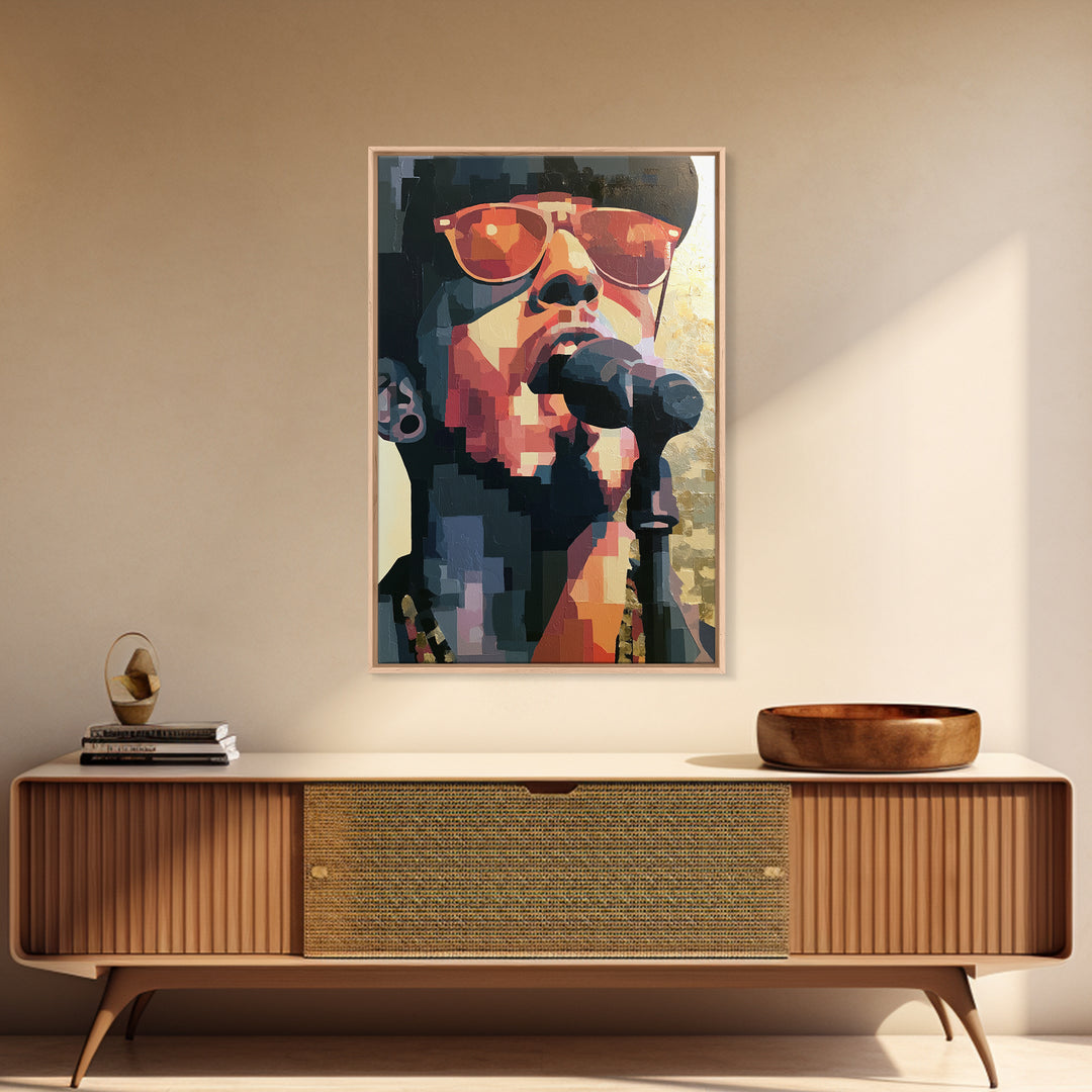 Portrait of a Singer Framed Canvas Print, Expressionist Art, Digital Prints, Living Room Decor, Oil Painting, Expression, EXP-2x3-100