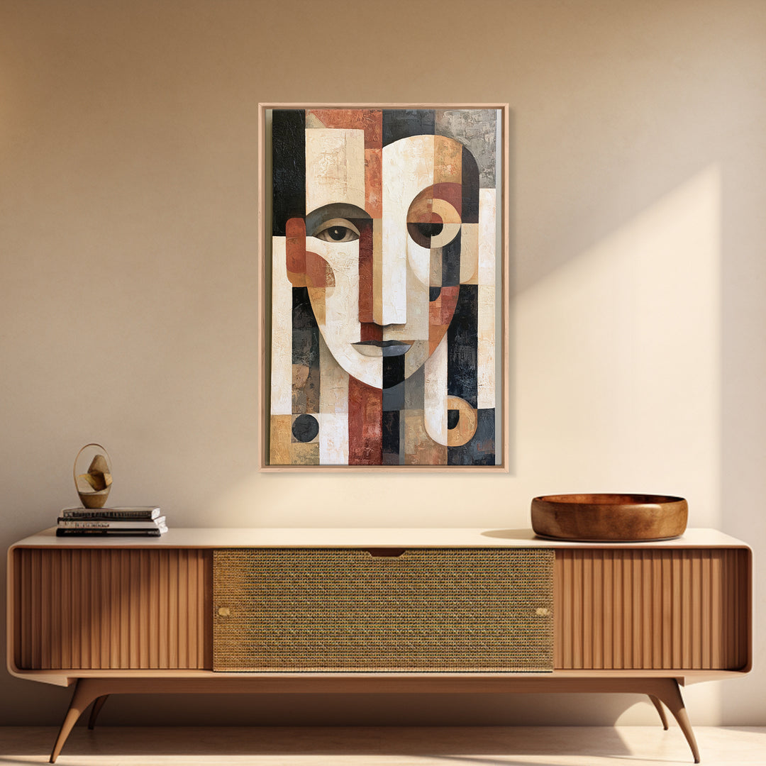 Abstract Face Split by Contrasting Emotions Canvas Print, Expressionist Art, Contemporary Art, Living Room Decor, Expression, EXP-2x3-19