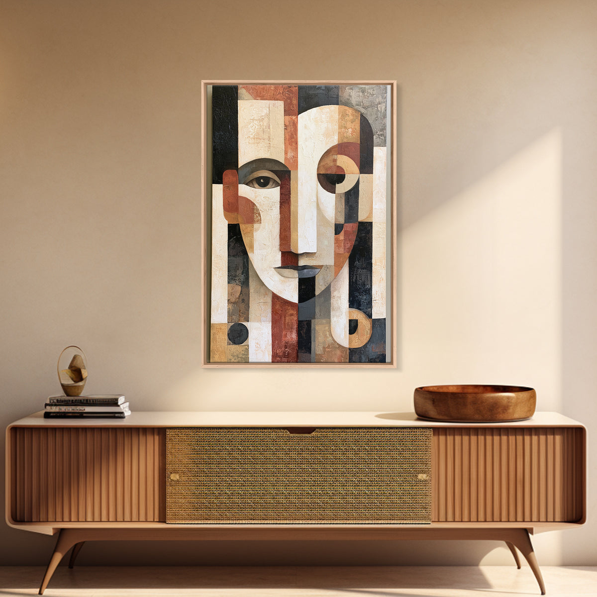 Abstract Face Split by Contrasting Emotions Canvas Print, Expressionist Art, Contemporary Art, Living Room Decor, Expression, EXP-2x3-19