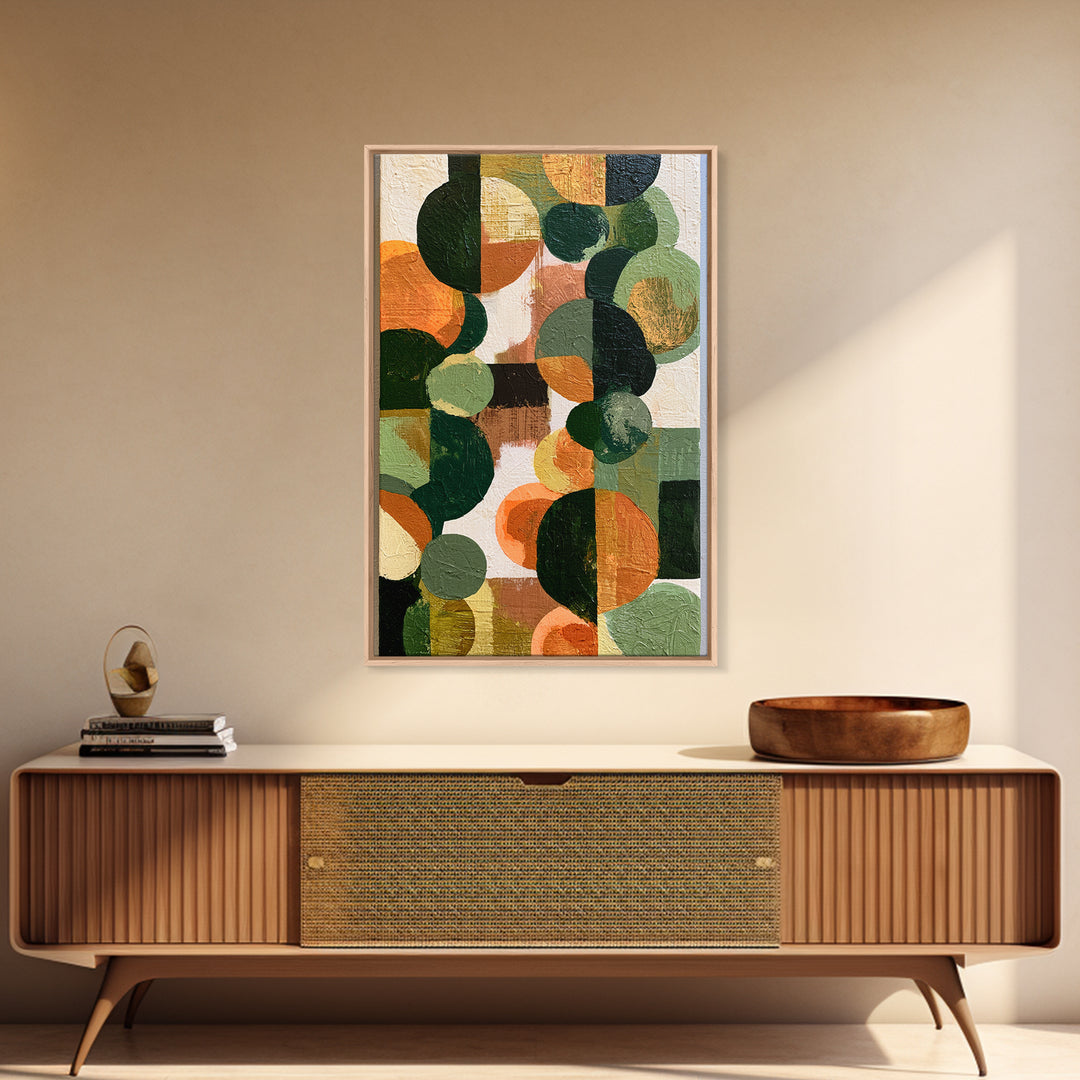 Garden Path with Thick Green and Orange Framed Canvas Print, Expressionist Art, Art, Living Room Decor, Fine Art, Expression, EXP-2x3-22