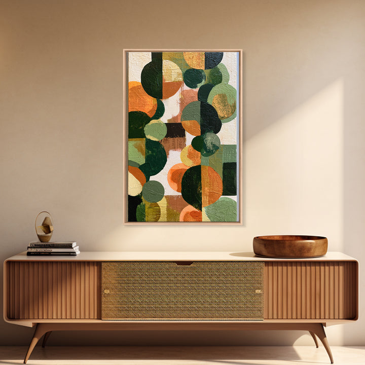 Garden Path with Thick Green and Orange Framed Canvas Print, Expressionist Art, Art, Living Room Decor, Fine Art, Expression, EXP-2x3-22