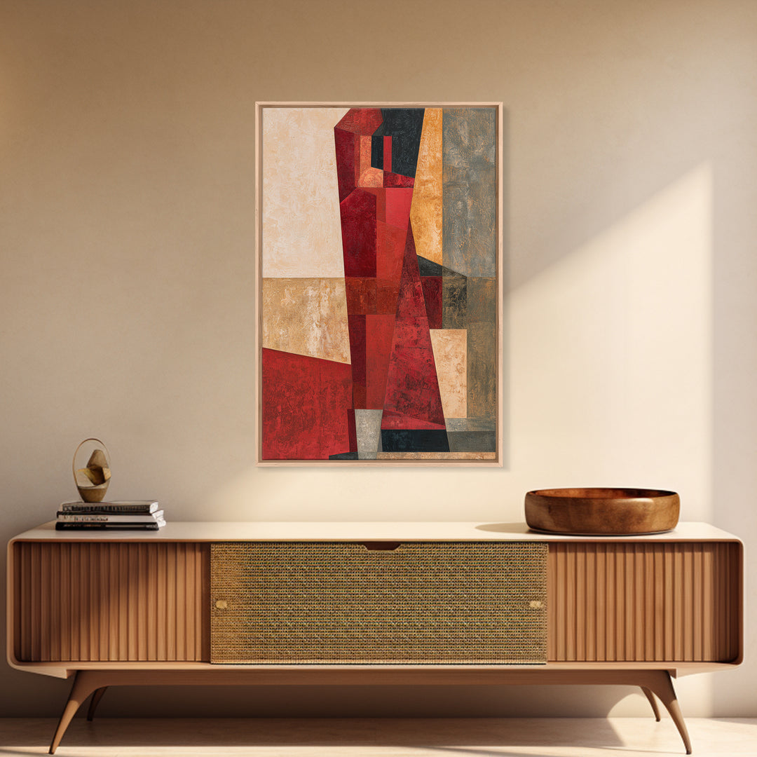 Red Room Interior Abstraction Without Realistic Furniture Canvas Print, Expressionist Art, Room Decor, Living Room Decor, EXP-2x3-3