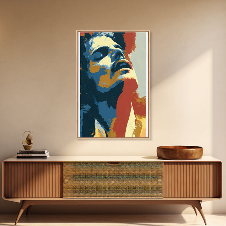 Portrait of a Singer Framed Canvas Print, Expressionist Art, Contemporary Art, Living Room Decor, Fine Art, Expression, EXP-2x3-4