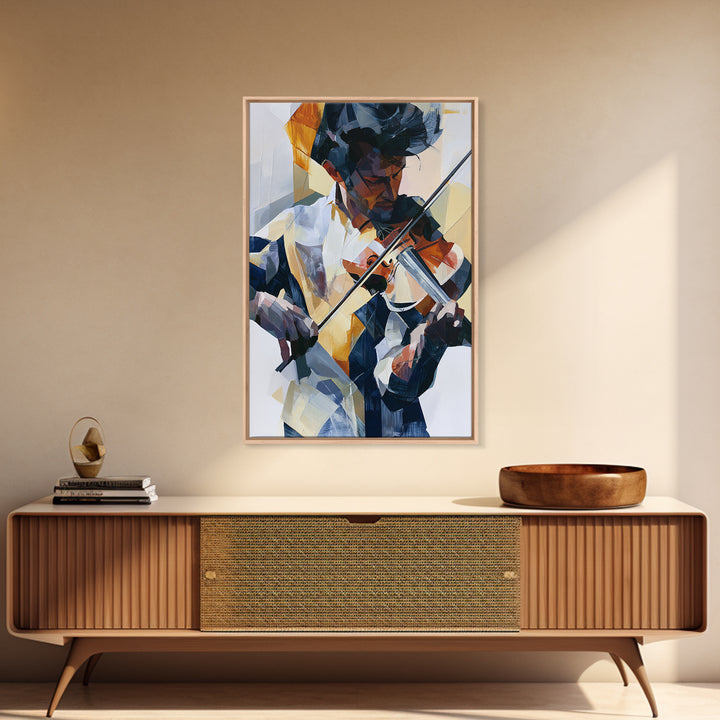 Violinist Painted in Electric Brush Marks Canvas Print, Expressionist Art, Abstract Art, Living Room Decor, Expression, EXP-2x3-45