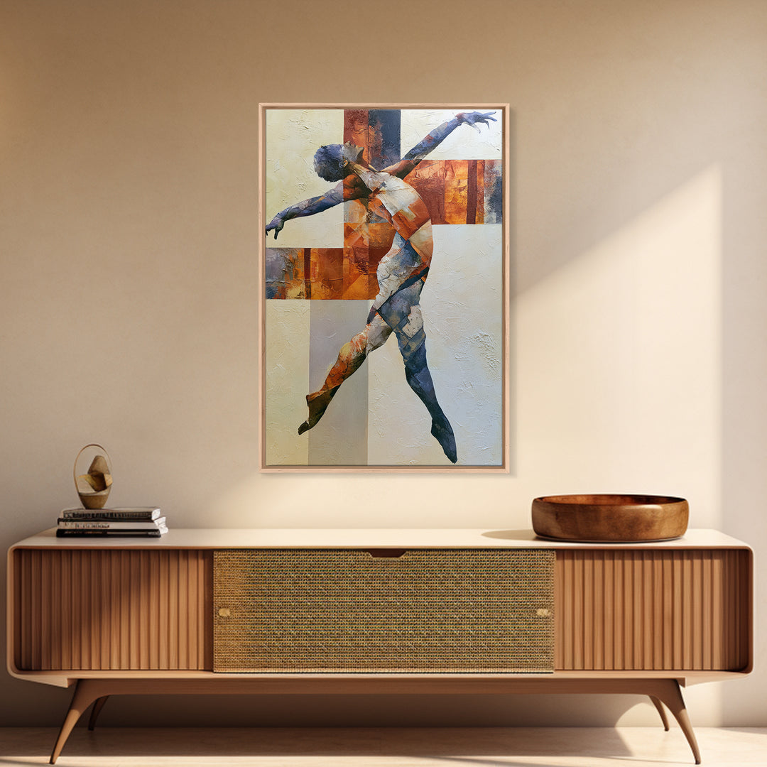 Dancer Figure Fractured into Vibrant Movement Canvas Print, Expressionist Art, Digital Wall Art, Living Room Decor, Expression, EXP-2x3-60