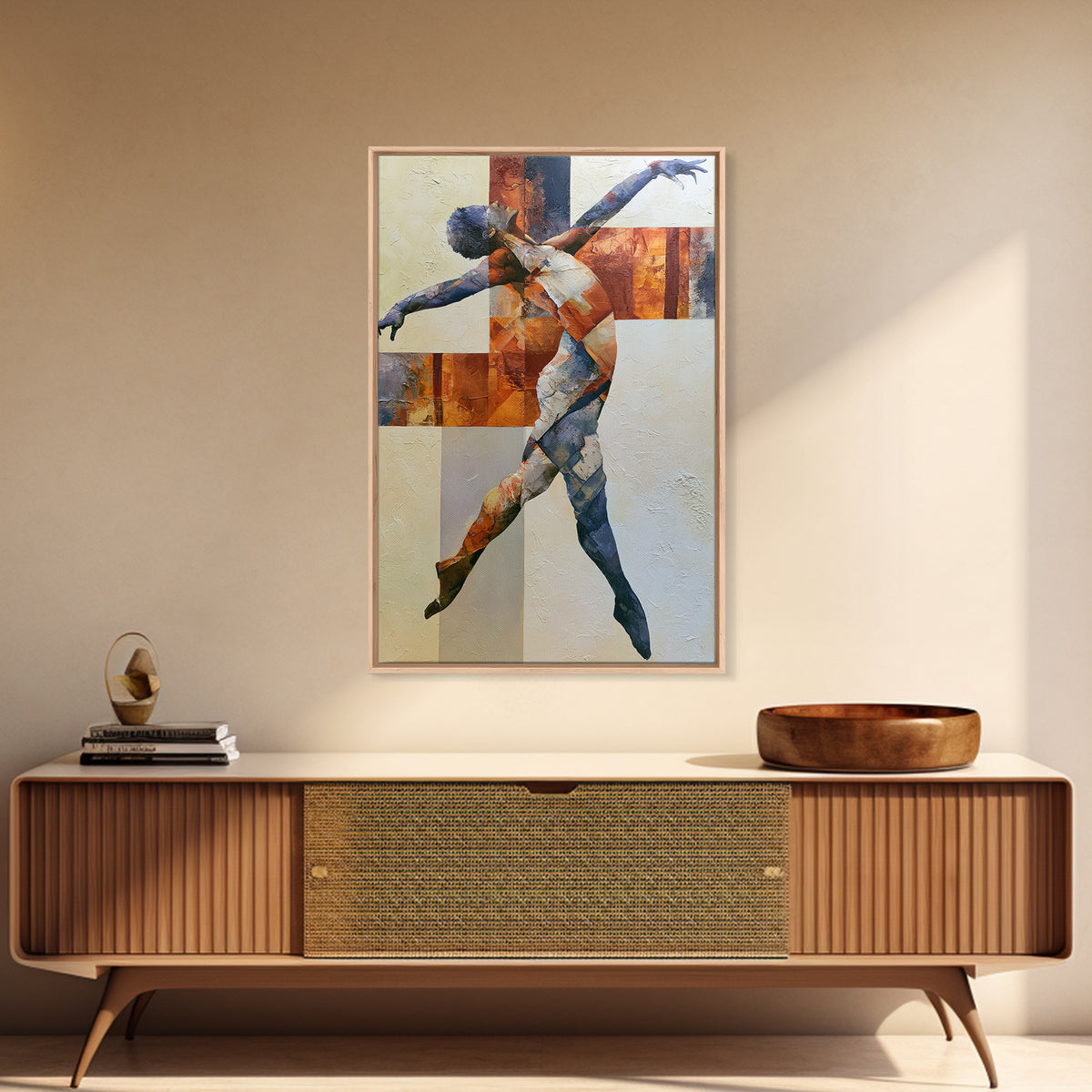 Dancer Figure Fractured into Vibrant Movement Canvas Print, Expressionist Art, Digital Wall Art, Living Room Decor, Expression, EXP-2x3-60