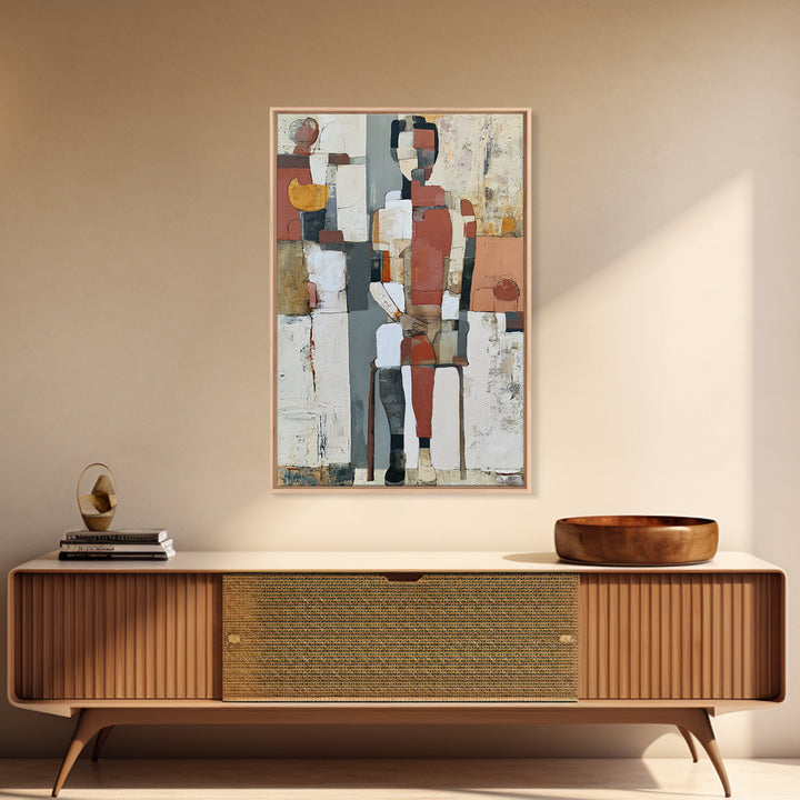 Seated Figure with Raw Gestural Outlines Framed Canvas Print, Expressionist Art, Living Room Decor, Fine Art, Expression, EXP-2x3-63