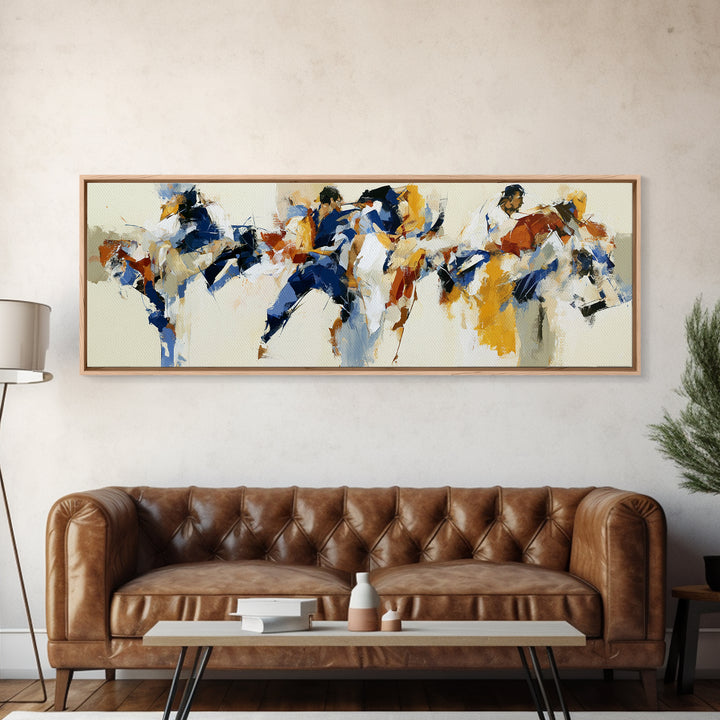 Dancer Figure Fractured into Vibrant Movement Canvas Print, Expressionist Art, Minimalist Wall Art, Living Room Decor, EXP-3x1-20