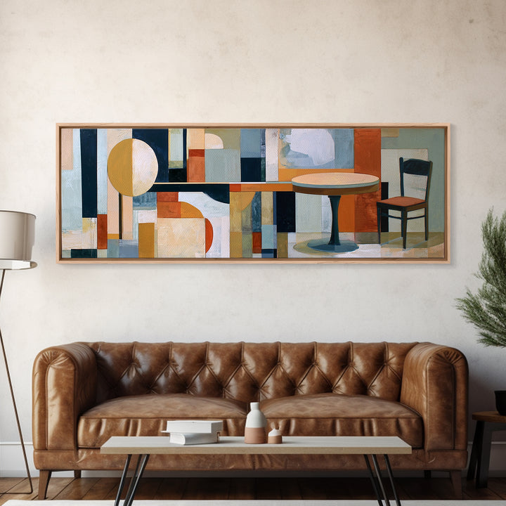 Lonely Caf Table Canvas Print, Expressionist Art, Blue Wall Art, Living Room Decor, Fine Art, Expression, Luxury Decor, EXP-3x1-45