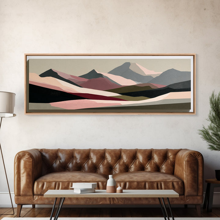 Mountain Landscape in Vibrating Color Bands Canvas Print, Expressionist Art, Gallery Wall Art, Living Room Decor, Expression, EXP-3x1-61