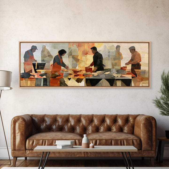 Fish Market Scene Canvas Print, Expressionist Art, Boho Decor, Living Room Decor, Fine Art, Expression, Digital Prints, EXP-3x1-62