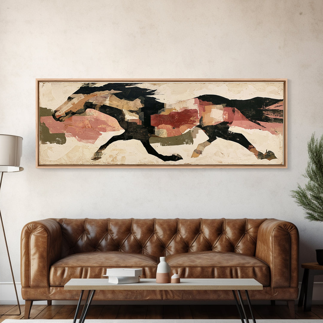 Expressionist Horse in Motion with Wild Mane Canvas Print, Expressionist Art, Modern Wall Art, Living Room Decor, Expression, EXP-3x1-74