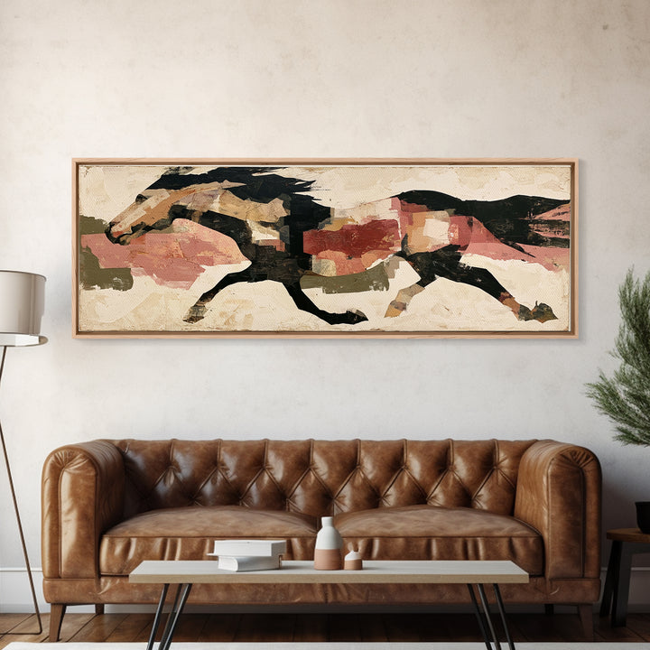 Expressionist Horse in Motion with Wild Mane Canvas Print, Expressionist Art, Modern Wall Art, Living Room Decor, Expression, EXP-3x1-74