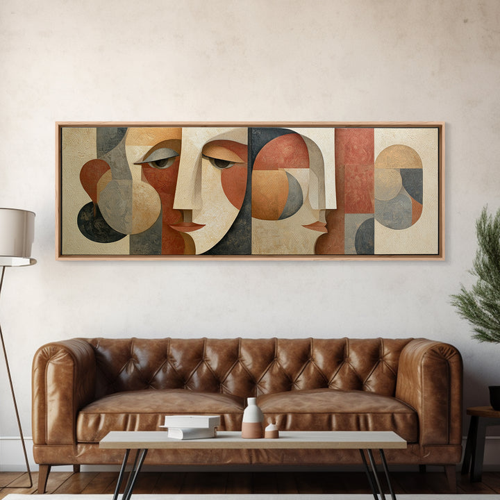 Abstract Face Split by Contrasting Emotions Canvas Print, Expressionist Art, Canvas Art, Living Room Decor, Expression, EXP-3x1-75