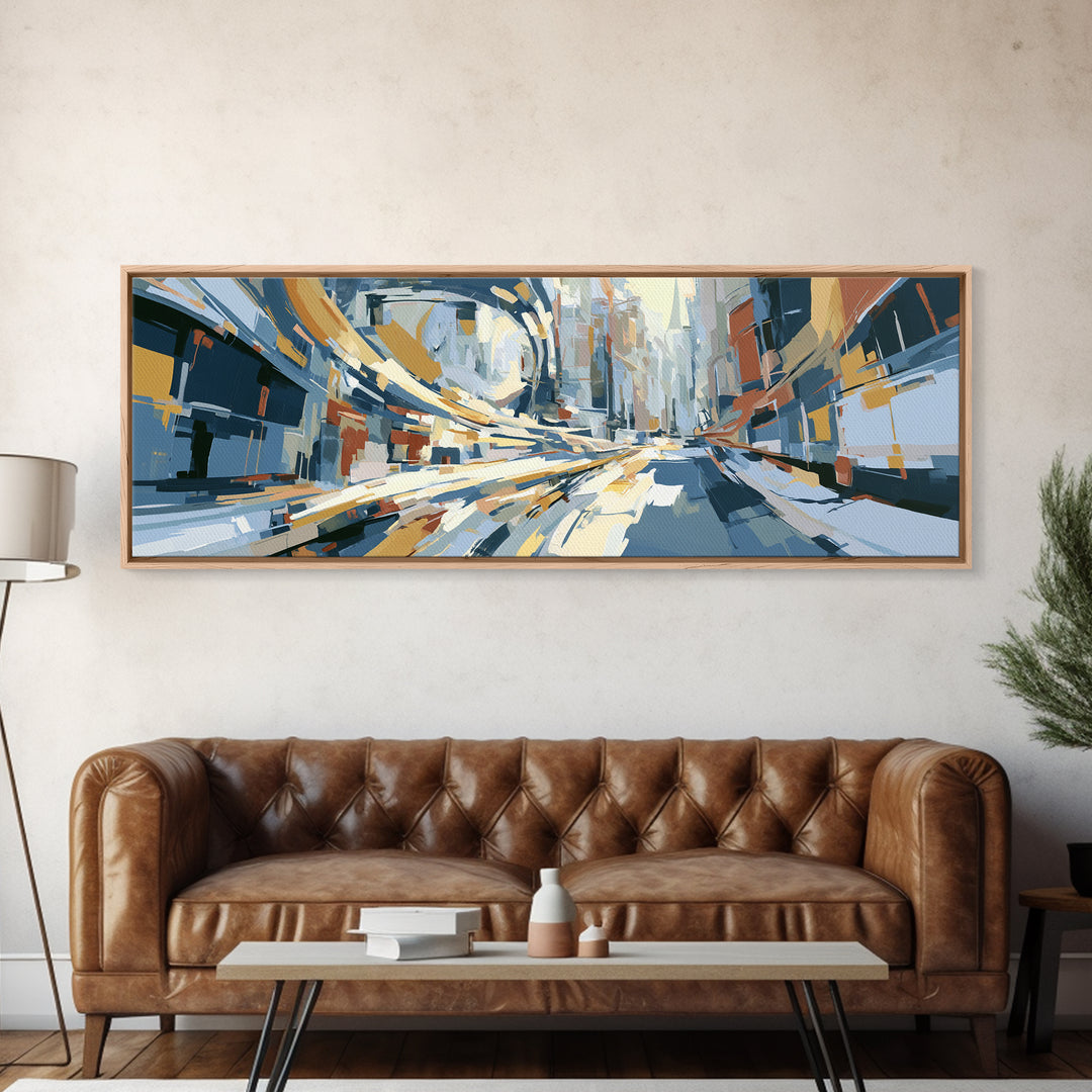 Distorted City Street Framed Canvas Print, Expressionist Art, Boho Decor, Living Room Decor, Oil Painting, Expression, EXP-3x1-89