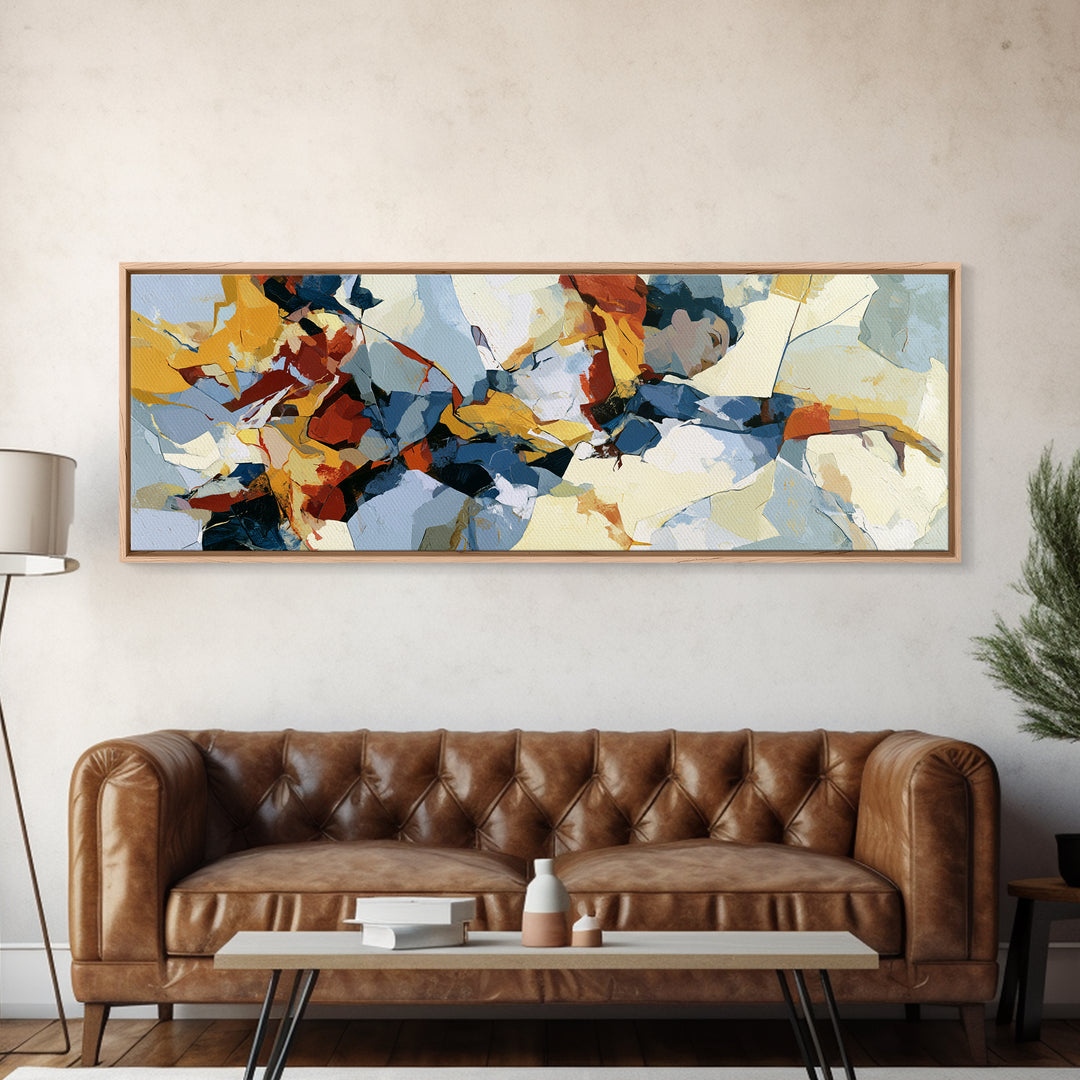 Dancer Figure Fractured into Vibrant Movement Canvas Print, Expressionist Art, Digital Art, Living Room Decor, Expression, EXP-3x1-92
