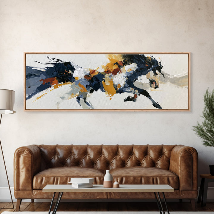 Expressionist Horse in Motion with Wild Mane Canvas Print, Expressionist Art, Minimalist Wall Art, Living Room Decor, EXP-3x1-98