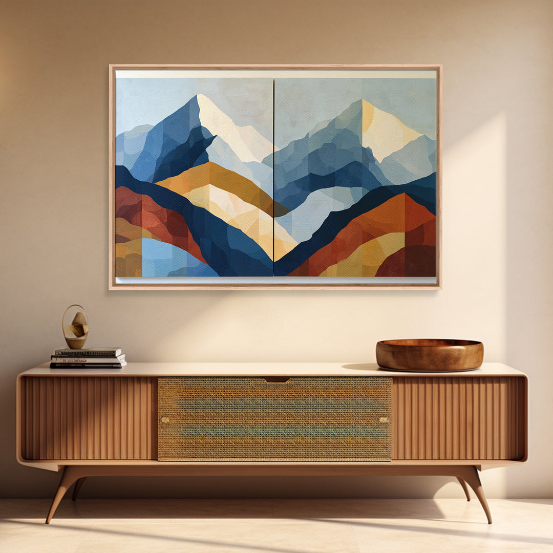Mountain Landscape in Vibrating Color Bands Canvas Print, Expressionist Art, Unique Wall Art, Living Room Decor, Expression, EXP-3x2-1