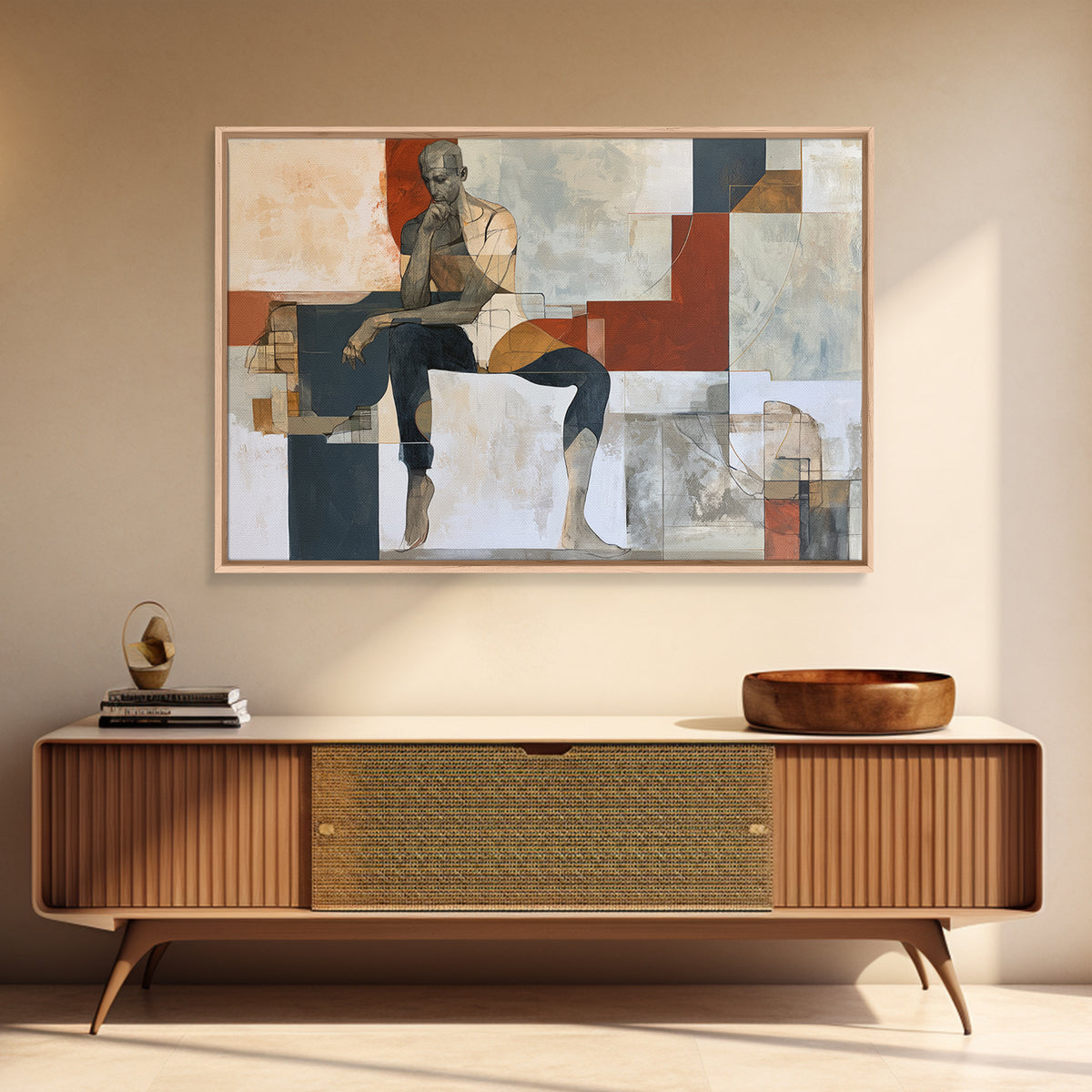 Seated Figure with Raw Gestural Outlines Canvas Print, Expressionist Art, Modern Decor, Living Room Decor, Fine Art, Expression, EXP-3x2-11
