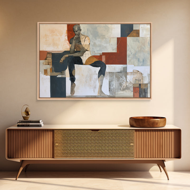 Seated Figure with Raw Gestural Outlines Canvas Print, Expressionist Art, Modern Decor, Living Room Decor, Fine Art, Expression, EXP-3x2-11
