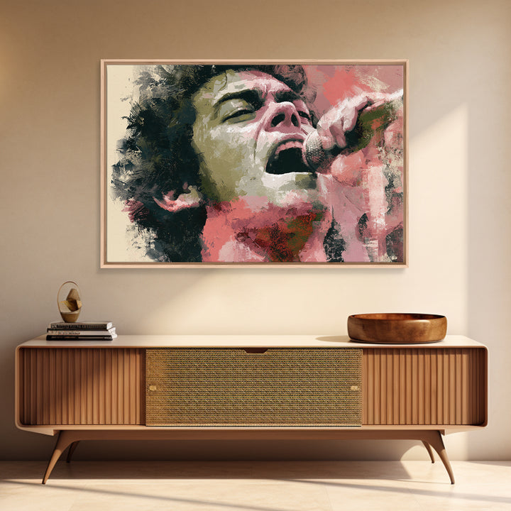 Portrait of a Singer Framed Canvas Print, Expressionist Art, Blue Wall Art, Living Room Decor, Expression, Luxury Decor, EXP-3x2-24