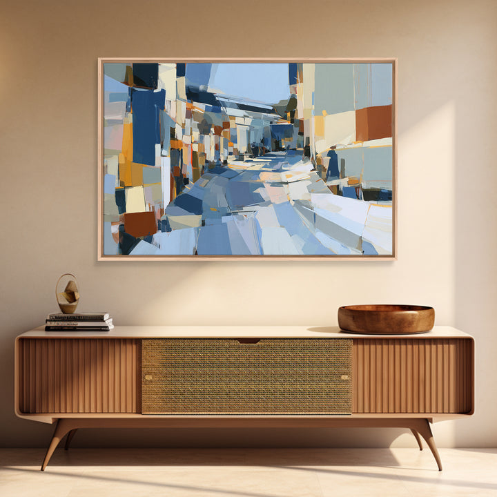 Distorted City Street Framed Canvas Print, Expressionist Art, Room Decor, Living Room Decor, Fine Art, Expression, EXP-3x2-77