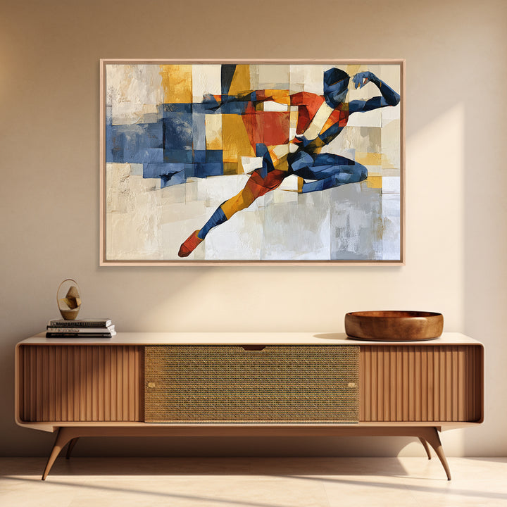 Dancer Figure Fractured into Vibrant Movement Canvas Print, Expressionist Art, Home Decor, Living Room Decor, Expression, EXP-3x2-80
