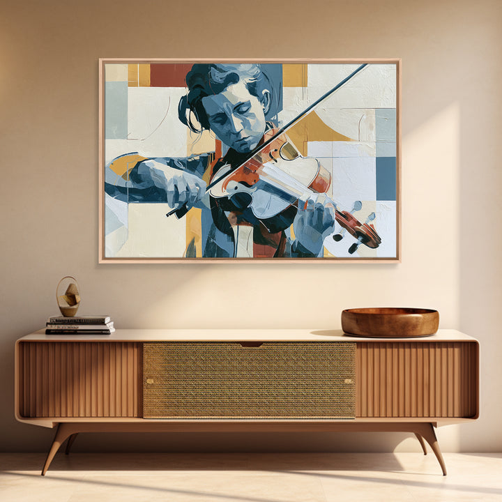 Violinist Painted in Electric Brush Marks Canvas Print, Expressionist Art, Boho Decor, Living Room Decor, Oil Painting, EXP-3x2-89
