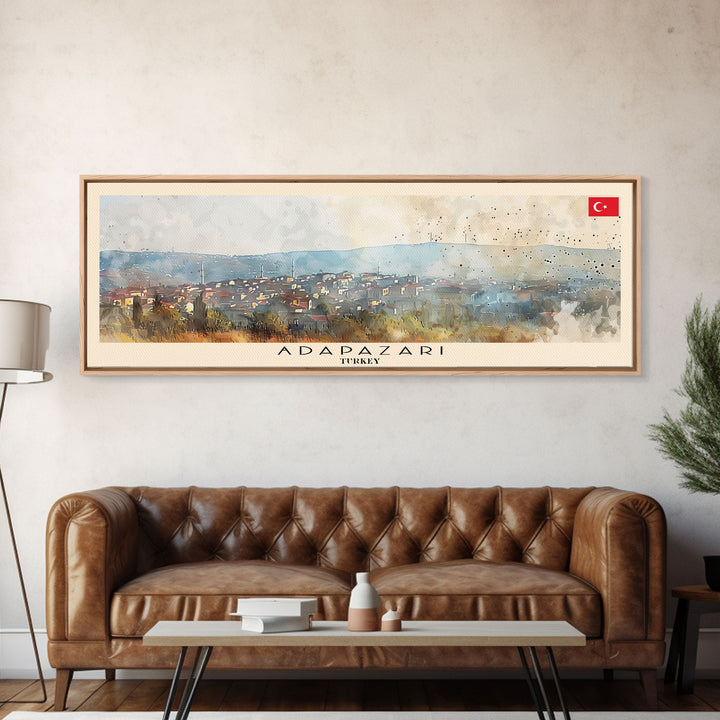 Adapazar Turkey Panoramic Travel Poster, Framed Canvas Print or Metal Wall Art, Travel Art, Home Decor, Panoramic Painting, Midcentury Art