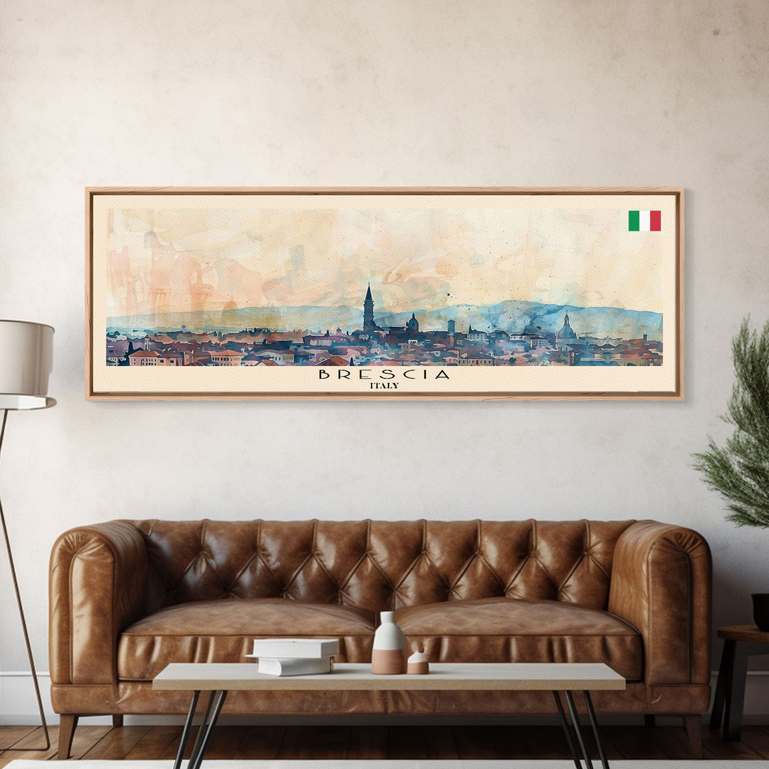 Brescia Italy Travel Print Wall Art, Panoramic City Art, Travel Art, Wall Decor, Vacation Gift, Framed Canvas Print Or Metal Art
