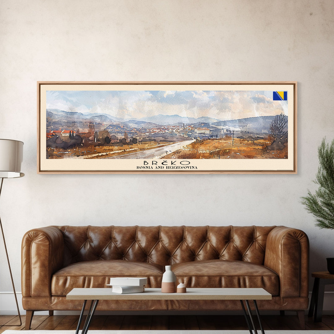 Brčko Bosnia Wall Art, Panoramic Travel Poster, Panoramic Framed Canvas Print, City Wall Art, Wall Hanging Home Decor, Travel Art