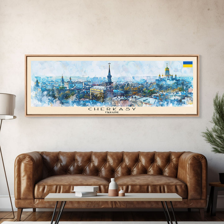 Cherkasy Ukraine Travel Art, City Art, Framed Canvas Print or Metal Wall Art, Europe Travel Poster, Panoramic Wall Art, Extra Wide Wall Art