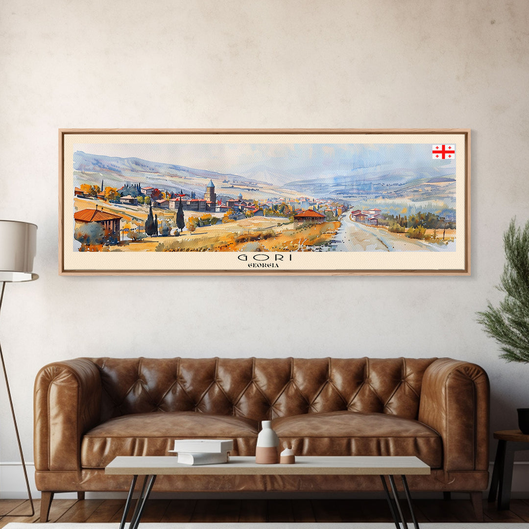 Gori Georgia Travel Print Wall Art, Panoramic City Art, Travel Art, Wall Decor, Vacation Gift, Framed Canvas Print Or Metal Art