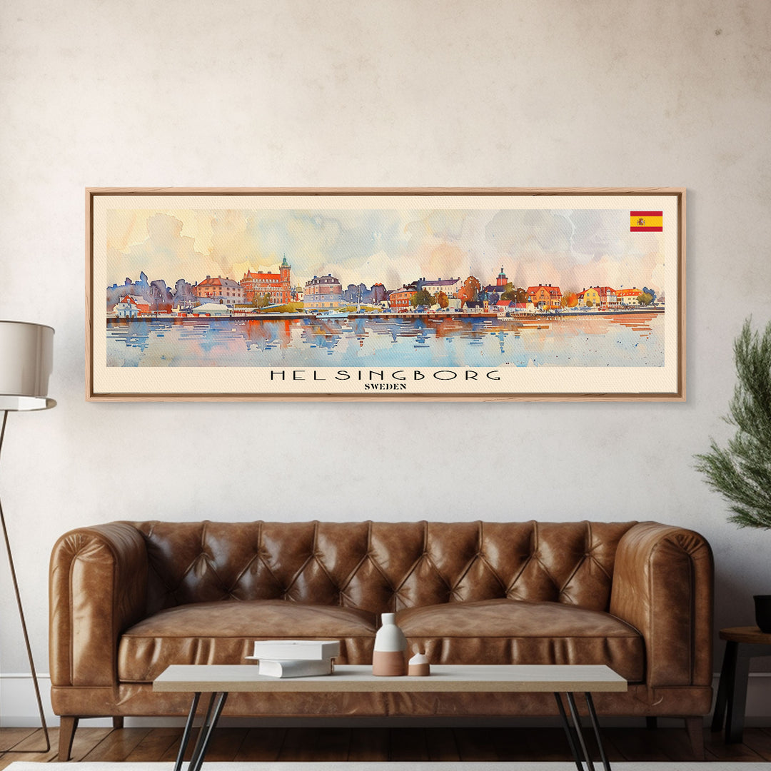 Helsingborg Sweden Travel Print Wall Art, Panoramic City Art, Travel Art, Wall Decor, Vacation Gift, Framed Canvas Print Or Metal Art