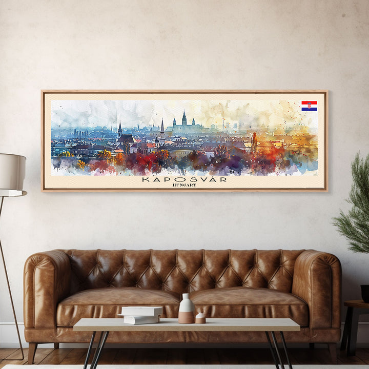 Kaposvar Hungary Travel Print Wall Art, Panoramic City Art, Travel Art, Wall Decor, Vacation Gift, Framed Canvas Print Or Metal Art
