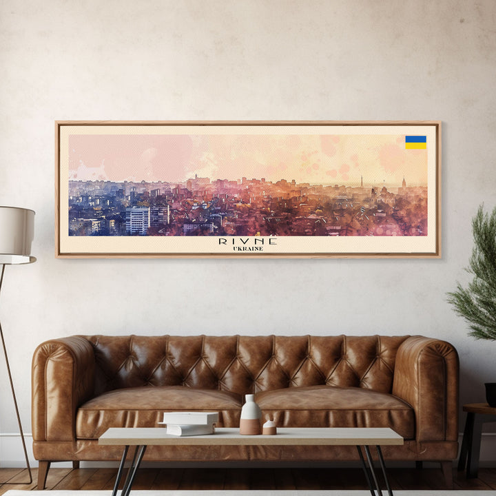 Rivne Ukraine Wall Art, Panoramic Travel Poster, Panoramic Framed Canvas Print, City Wall Art, Wall Hanging Home Decor, Travel Art