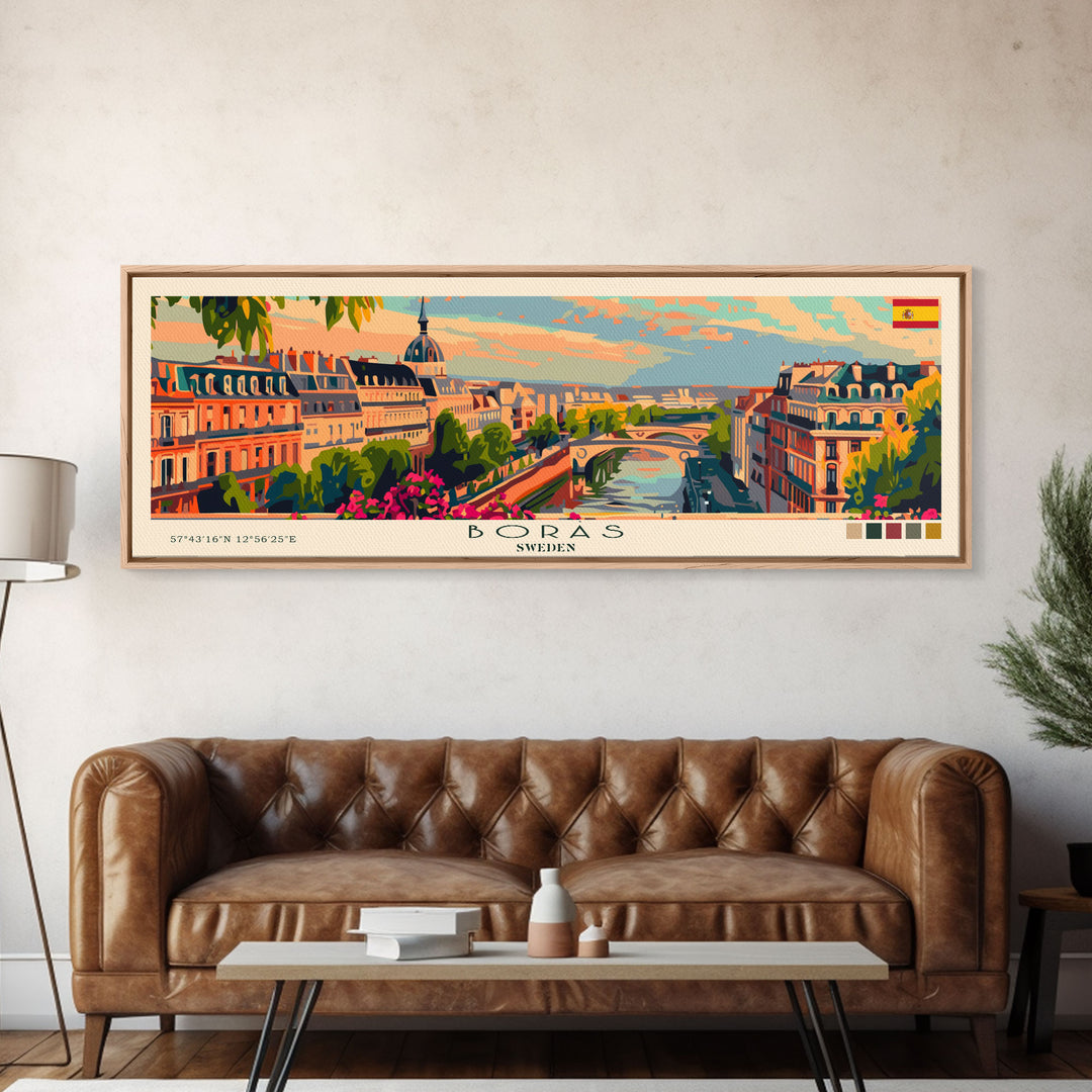 Borås Sweden Travel Art, City Art, Framed Canvas Print or Metal Wall Art, Europe Travel Poster, Panoramic Wall Art, Extra Wide Wall Art