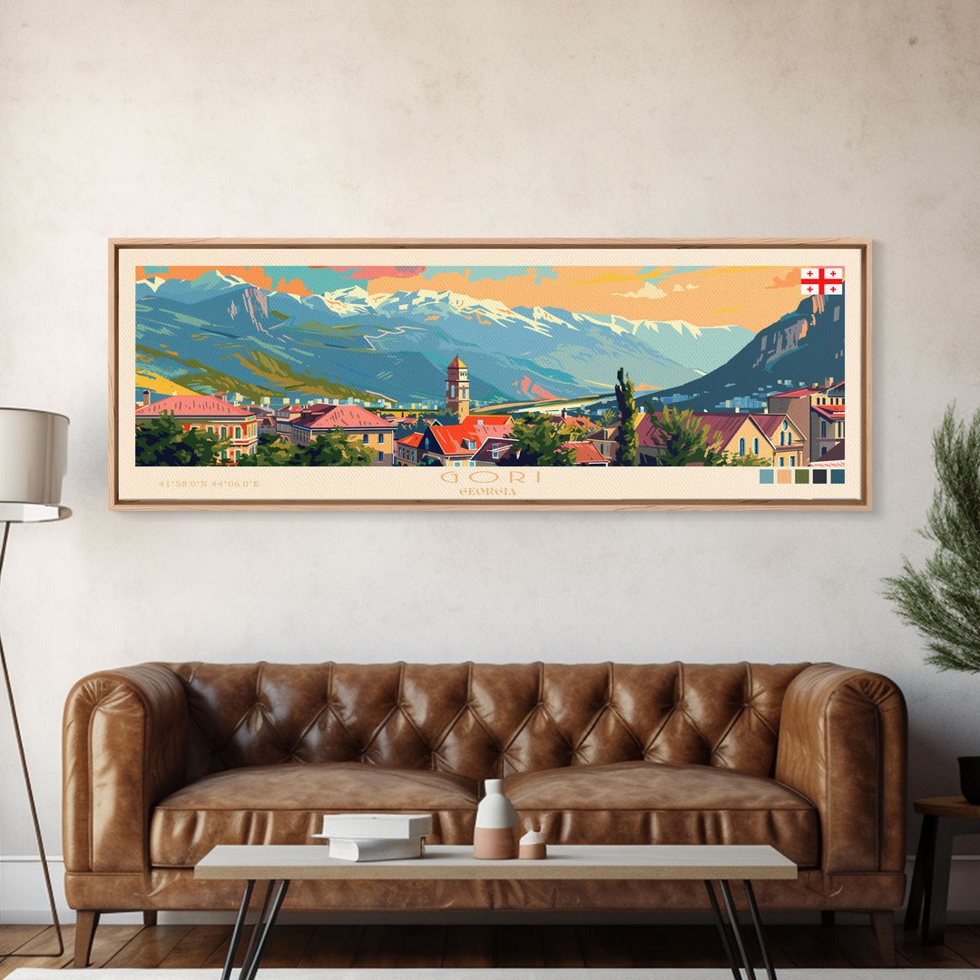 Gori Georgia Travel Print Wall Art, Panoramic City Art, Travel Art, Wall Decor, Vacation Gift, Framed Canvas Print Or Metal Art