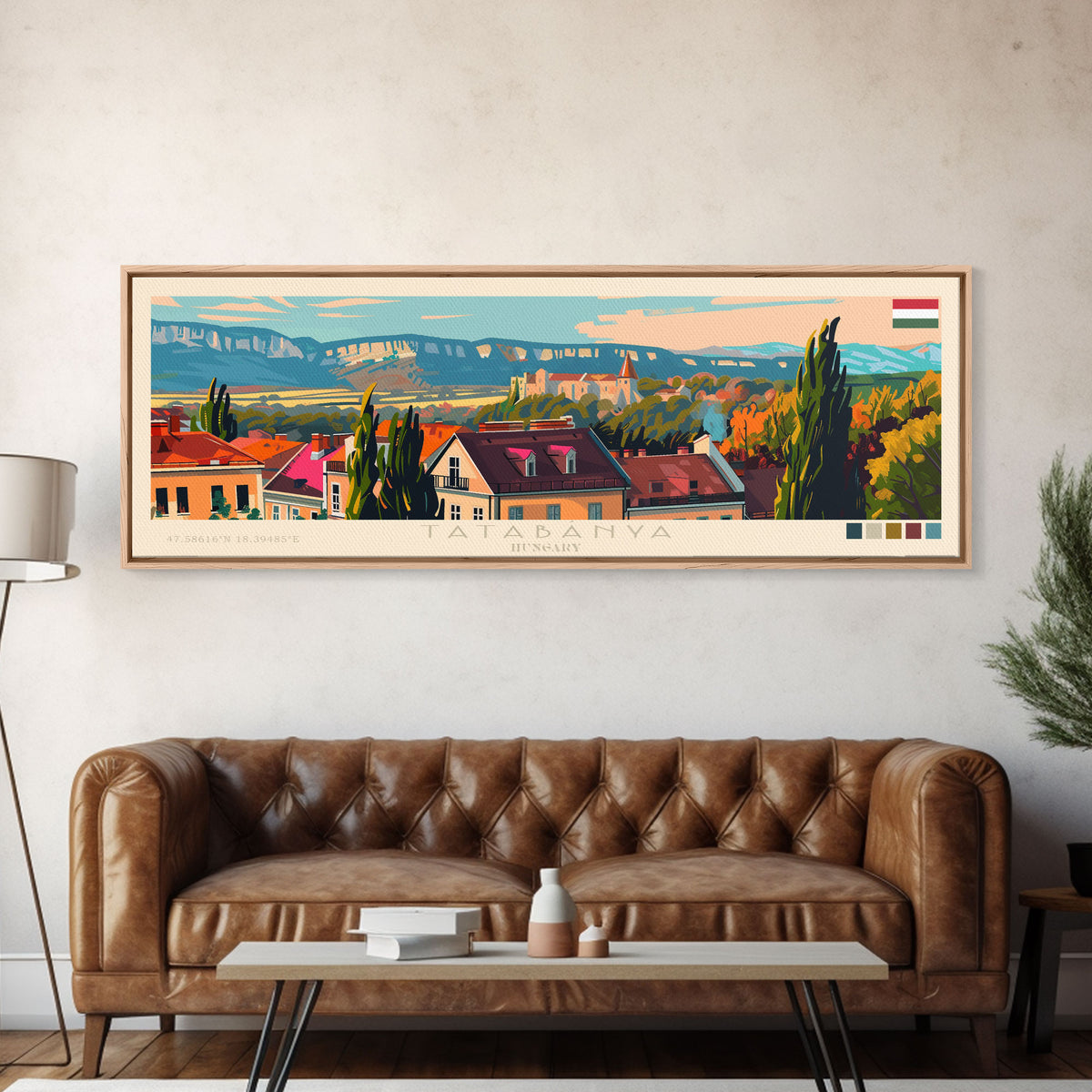 Tatabanya Hungary Travel Print Wall Art, Panoramic City Art, Travel Art, Wall Decor, Vacation Gift, Framed Canvas Print Or Metal Art