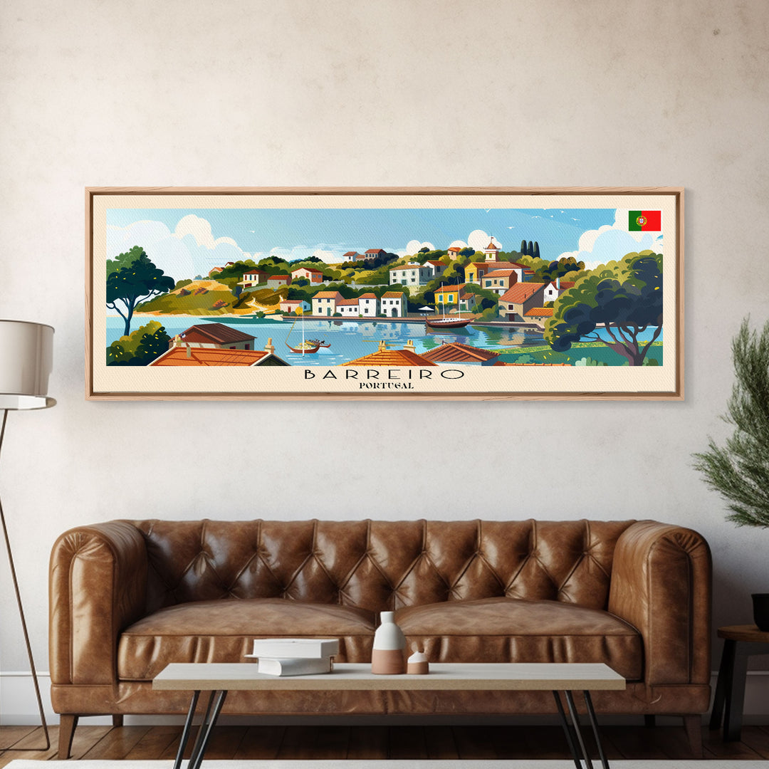 Barreiro Portugal Travel Print Wall Art, Panoramic City Art, Travel Art, Wall Decor, Vacation Gift, Framed Canvas Print Or Metal Art