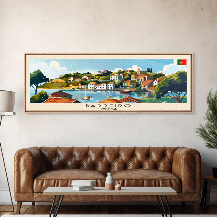 Barreiro Portugal Travel Print Wall Art, Panoramic City Art, Travel Art, Wall Decor, Vacation Gift, Framed Canvas Print Or Metal Art