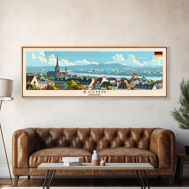 Bonn Germany Travel Print Wall Art, Panoramic City Art, Travel Art, Wall Decor, Vacation Gift, Framed Canvas Print Or Metal Art