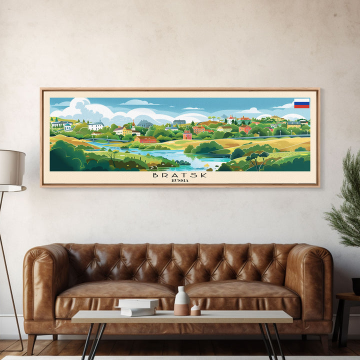 Bratsk Russia Travel Print Wall Art, Panoramic City Art, Travel Art, Wall Decor, Vacation Gift, Framed Canvas Print Or Metal Art
