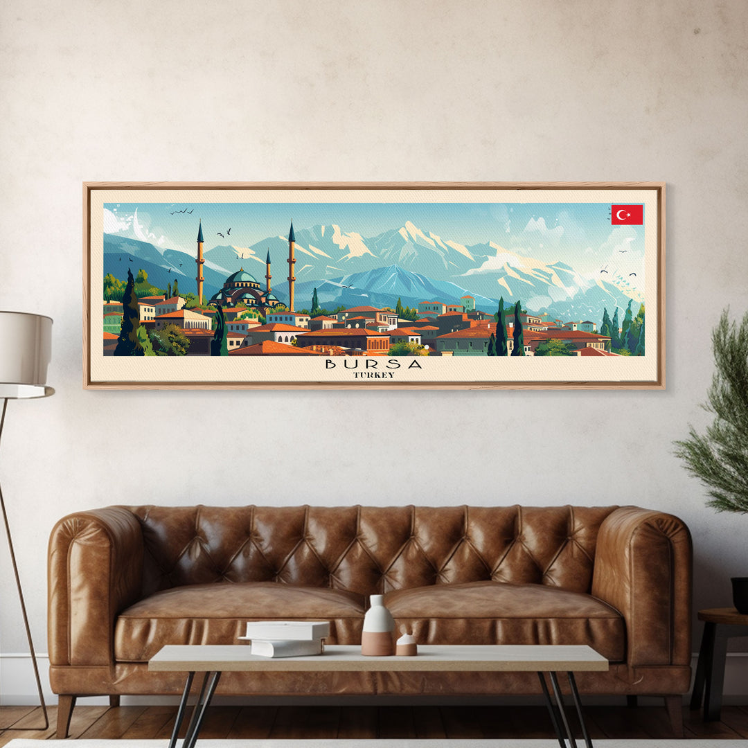 Bursa Turkey Travel Print Wall Art, Panoramic City Art, Travel Art, Wall Decor, Vacation Gift, Framed Canvas Print Or Metal Art